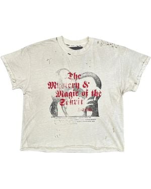 SEKRIT Distressed Graphic-Print T-Shirt - White