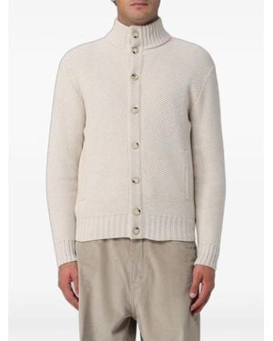 XC Basket-Weave High-Neck Cardigan - Natural