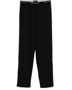 Emporio Armani Logo-Waistband Pyjama Trousers - Black