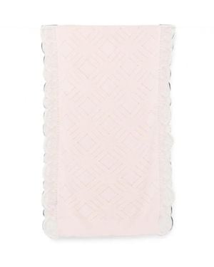 Ermanno Scervino Lace-Trim Diamond-Pointelle Scarf - Pink