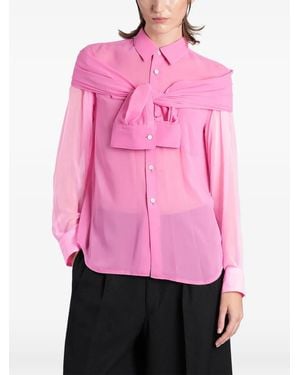 Comme des Garçons Knotted-Detail Long-Sleeve Shirt - Pink
