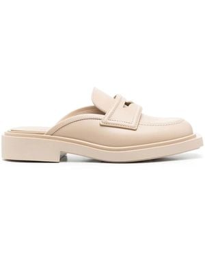 3Juin Almond-Toe Leather Mules - White
