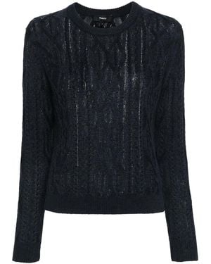 Theory Pull En Maille Torsadée - Bleu