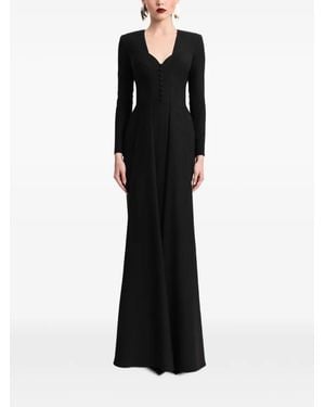 Gemy Maalouf Button-Up Long-Sleeve Gown - Black