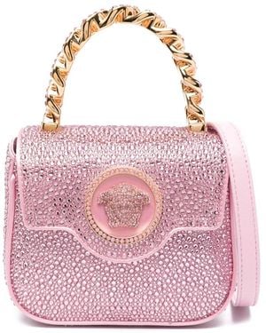 Versace La Medusa Crystal-Embellished Mini Bag - Pink