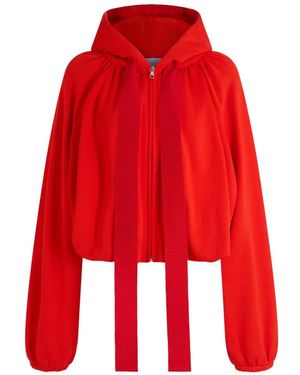 Patou Zip-Up Drawstring Hoodie - Red
