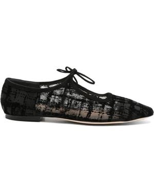 Arteana Marcella Flocked Flat Court Shoes - Black