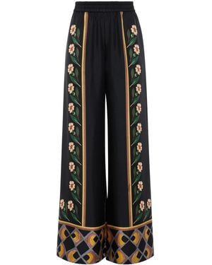 La DoubleJ Floral-Print Palazzo Trousers - Black