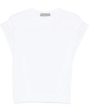D.exterior Stripe-Sleeve T-Shirt - White