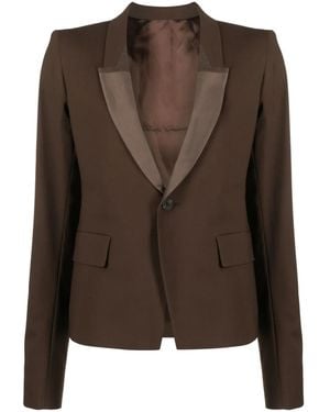 Rick Owens Shawl-Lapels Single-Breasted Blazer - Brown