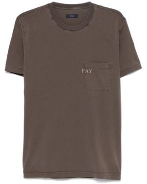 Fay Camiseta con logo estampado - Marrón