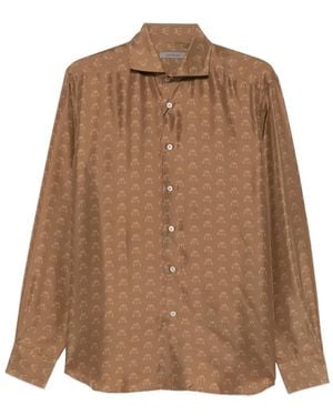 Corneliani Camicia Con Stampa - Marrone
