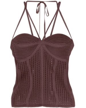 ANDREADAMO Halterneck Knitted Top - Purple