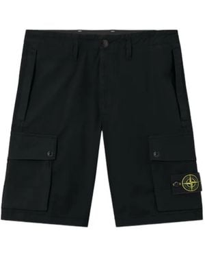 Stone Island Compass-Badge Cargo Shorts - Black