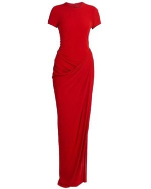 Erdem Ruched Short-Sleeve Dress - Red