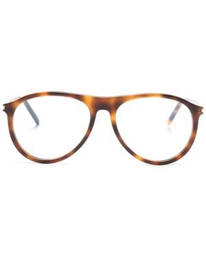Saint Laurent Tortoiseshell Pilot-Frame Sunglasses - Brown