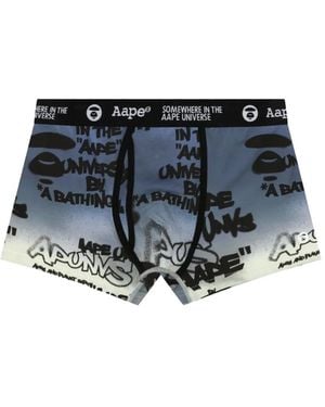 Aape By A Bathing Ape Graffiti-Print Logo-Waistband Boxers - Blue