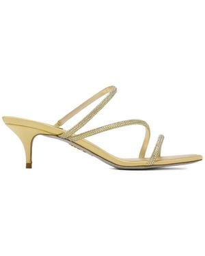 Rene Caovilla Cleo Embellished-Strap Kitten-Heel Sandals - Metallic
