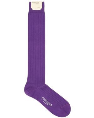 Fortela Melange Ribbed Socks - Purple