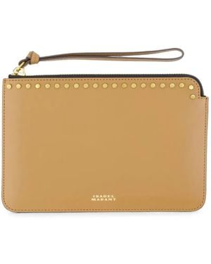 Isabel Marant Leather Oskan Flat Pouch - Natural