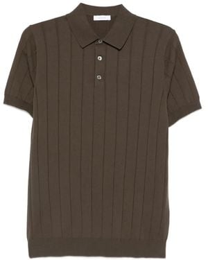 Diktat Vertical-Ribbed Polo Shirt - Brown