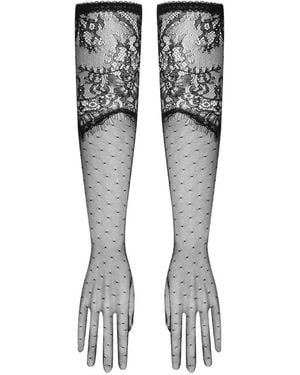 Maison Close Gants En Dentelle Gants Opéra À Pois - Black