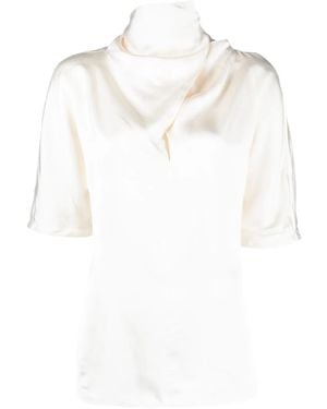Jil Sander High-Neck Silk Blouse - White