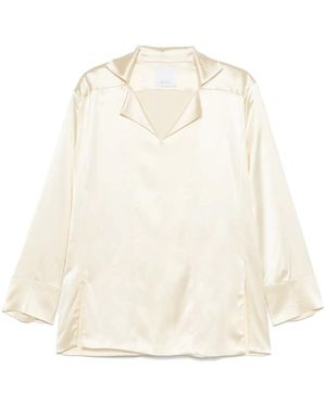 Bevza Stand-Up Collar Blouse - White