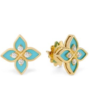 Roberto Coin Pendientes Princess Flower Con Diamantes - Metálico