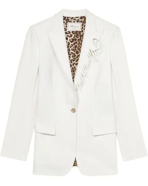 Blumarine Logo-embroidered Blazer - White