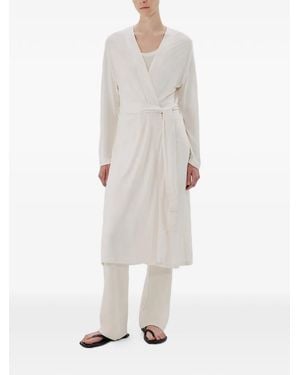 Another Tomorrow Belted Jersey Robe - White