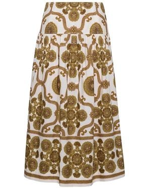 Cara Cara Diya Floral-Print Midi Skirt - White