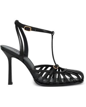 POTAMY T-Strap Caged Leather Sandals - White