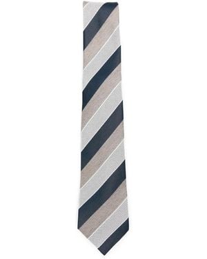 Tagliatore Striped Polka-Dot Tie - White