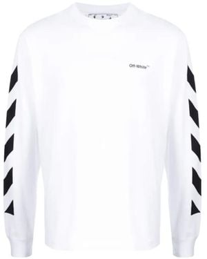 Off-White c/o Virgil Abloh T-Shirt À Manches Longues Et Motif En Diagonale - White
