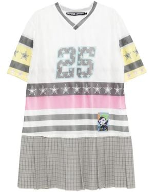 Chopova Lowena Nancy Striped Check Mini Dress - Grey