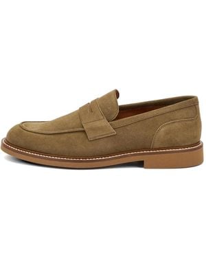 Frau Distressed-Effect Suede Loafers - White