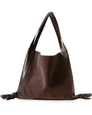 Hereu Calf Suede-Panelled Calf Leather Shoulder Bag - Brown