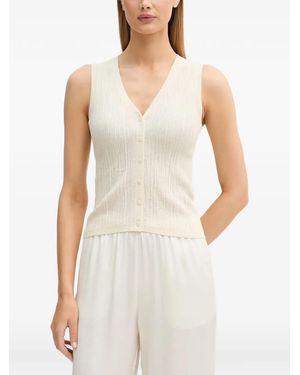 Sisley Ribbed-Knit V-Neck Vest - White