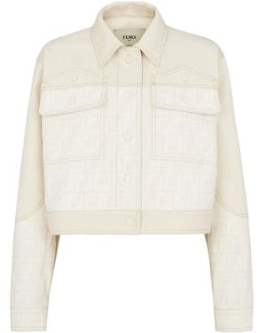 Fendi Ff Motif Denim Jacket - White