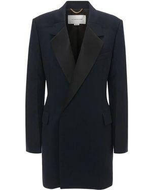 Victoria Beckham Fold-Shoulder Blazer Mini Dress - Black
