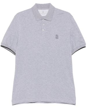 Brunello Cucinelli Polo De Piqué Con Logo Bordado - Gris