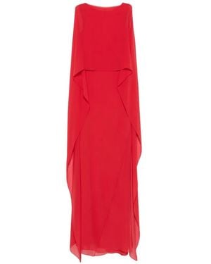 Cortana Galea Cape-Style Draped Maxi Dress - Red