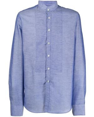 Dell'Oglio Mandarin Collar Buttoned Shirt - Blue