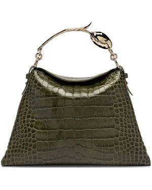 Erdem Große Bloom Schultertasche Mit Kroko-Effekt - Grün