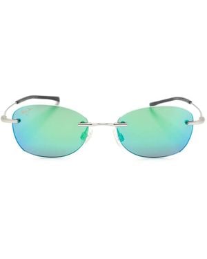 Maui Jim Aki Aki Mirrored Lenses Oval-Frame Sunglasses - Green