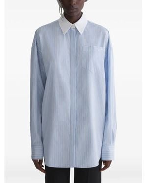 Mugler Striped Collared Shirt - Blue