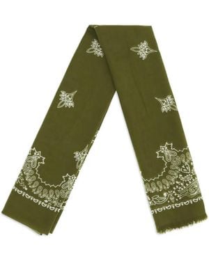 Destin Paisley-Print Frayed Scarf - Green