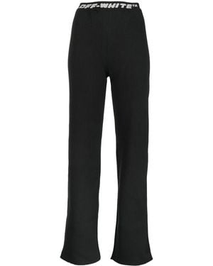 Off-White c/o Virgil Abloh Logo-Tape Ribbed-Knit Trousers - Black