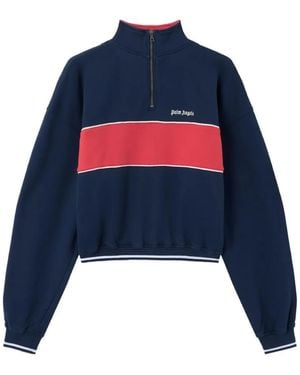 Palm Angels Classic Logo Half-Zip Sweatshirt - Blue